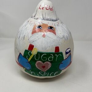 LARGE GOURD HAND PAINTED LE CHEF SANTA CLAUSE CHRISTMAS SUGAR N SPICE ART